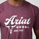 Ariat Established Boot Co Short Sleeve Graphic T-Shirt for Men in Maroon Heather