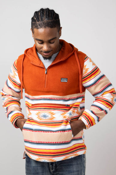 Aztec Color Block Hooded Pullover for Men in Picante Sand