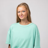 Blu Pepper Crewneck Ribbed Knit Shirt for Women in Mint