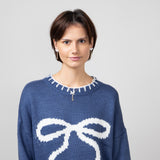 Bailey Rose Bow Sweater for Women in Midnight