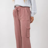 Cargo Drawstring Pants for Women in Marsala