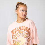 Billabong Peace and Love Oversized Graphic T-Shirt for Women in Peachy