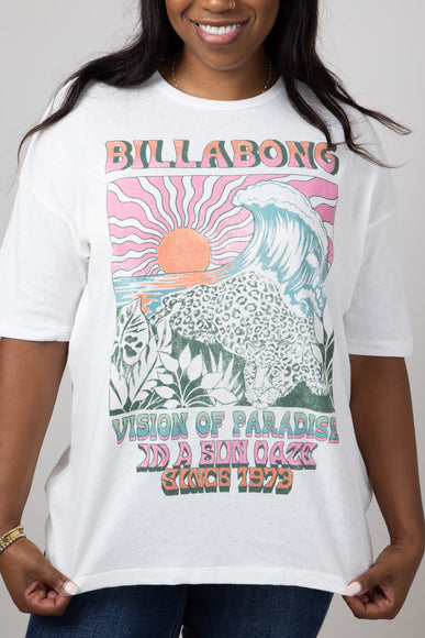 Billabong Vision of Paradise Oversized Graphic T-Shirt for Women in White