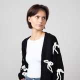 Bow Cardigan for Women in Black