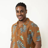 Brooklyn Cloth Tropical Leaves BBQ Shirt for Men in Brown