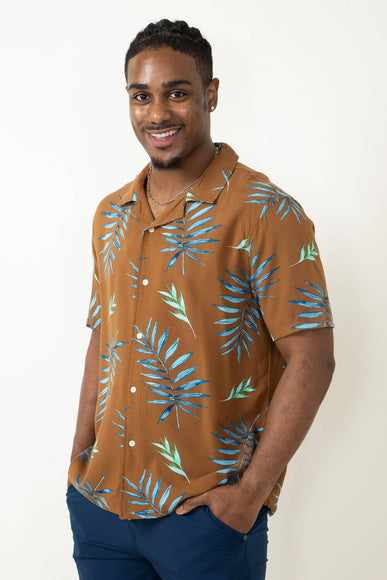 Brooklyn Cloth Tropical Leaves BBQ Shirt for Men in Brown