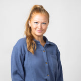 C & C California Luxe Waffle Button Up Shirt for Women in Indigo