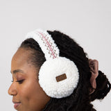 C.C. Sherpa Embroidery Earmuffs for Women in Ivory