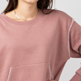 C&C California Sutton Stitch Fleece Crewneck for Women in Burlwood