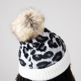 C.C. Leopard Pom-Pom Beanie for Women in Ivory