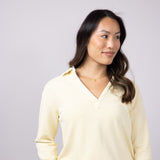 C&C  California Samantha Collared Sunwashed French Terry Pullover for Women in Yellow