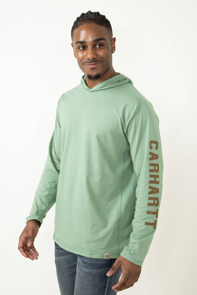 Carhartt Men's Force Midweight Long Sleeve Logo Hooded Work T Shirt