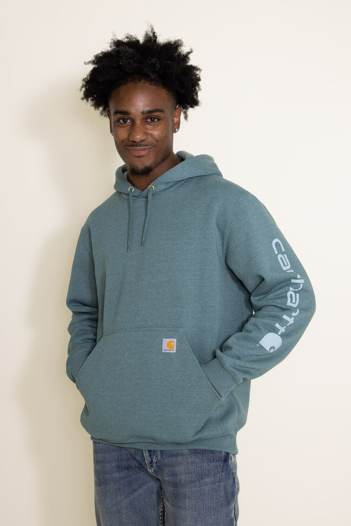 Carhartt Logo Sleeve Hoodie for Men in Teal K288 GE1 Glik s