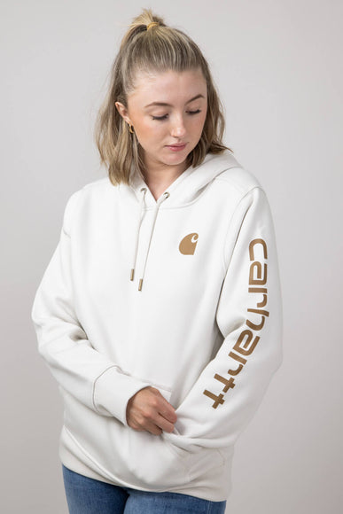 Carhartt Logo Sleeve Midweight Hoodie for Women in White