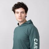 Carhartt Force Relaxed Fit Midweight Long Sleeve Logo Hooded T-Shirt for Men in Frosted Balsam