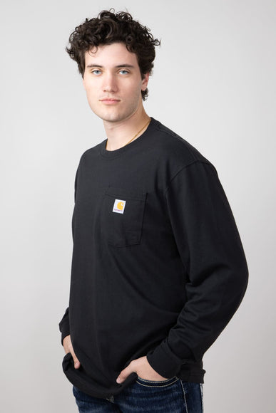 Carhartt Duck Graphic Heavyweight Pocket Long Sleeve T-Shirt for Men in Black