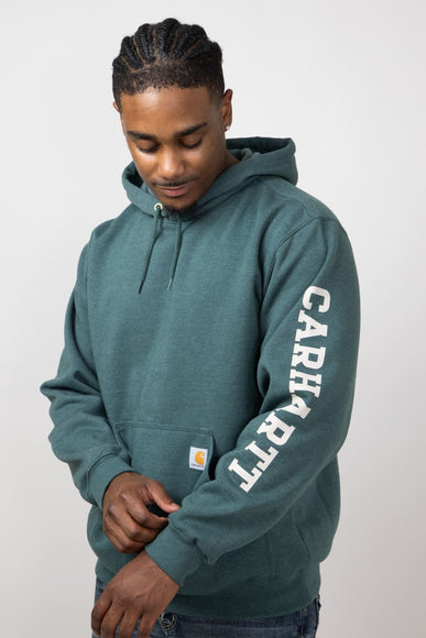  Carhartt Rain Defender Loose Fit Midweight 1889 Graphic Sweatshirt for Men in Frosted Balsam Heath