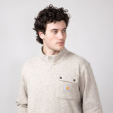 Carhartt Midweight Pocket Fleece Quarter Zip for Men in Oat Milk