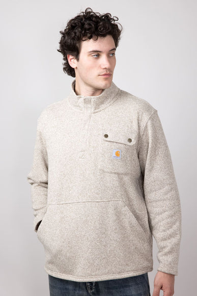 Carhartt Midweight Pocket Fleece Quarter Zip for Men in Oat Milk