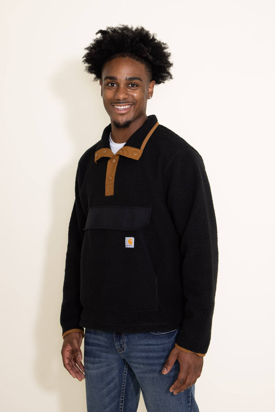 Carhartt Relaxed Fit Fleece Pullover for Men in Black | 104991-BLK