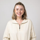 Carhartt Relaxed Fit Tencel Half Zip Sweatshirt for Women in Oat Milk