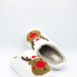 MIA Christmas Reindeer Slippers for Women in Cream