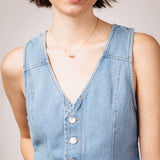 Denim V-Neck Button Down Vest for Women