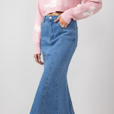 Denim Mermaid Maxi Skirt for Women