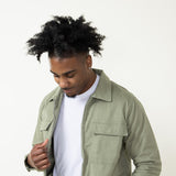 Denim & Flower Flap Pocket Jacket for Men in Green