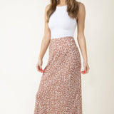 Ditsy Floral Midi Skirt for Women in Brown