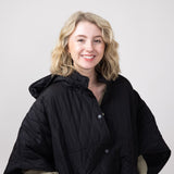 Quilted Puffer Poncho for Women in Black 