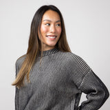 Elan Ombre Ribbed Sweater for Women in Black/White