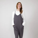 French Terry Onesie Jumpsuit for Women in Charcoal