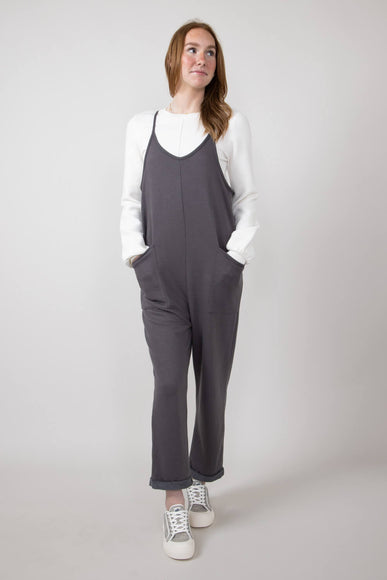 French Terry Onesie Jumpsuit for Women in Charcoal