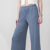 Thermal Wide Leg Pants for Women in Blue Slate