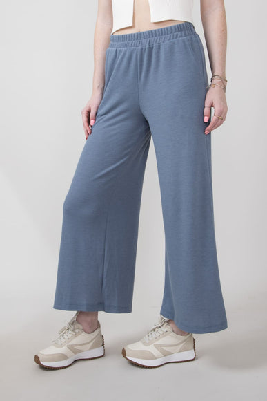 Thermal Wide Leg Pants for Women in Blue Slate