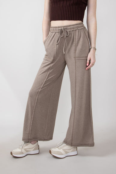 Wide Leg Soft Lounge Pants for Women in Mocha