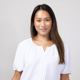 Chris & Carol Button Front Puff Sleeve Shirt for Women in Ivory