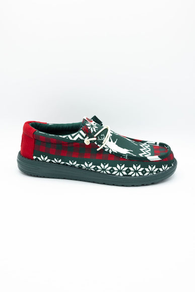 HEYDUDE Men’s Wally Holiday Cheers Shoes in Ugly Sweater Green