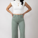 Hidden Nori High Rise Wide Leg Cropped Jeans for Women in Green