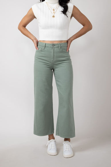 Hidden Nori High Rise Wide Leg Cropped Jeans for Women in Green