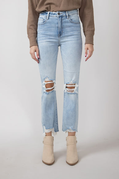 Hidden Happi Distressed Knee Crop Flare Jeans for Women