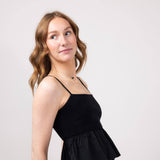 Ruffle Flare Hem Cami Tank Top for Women in Black