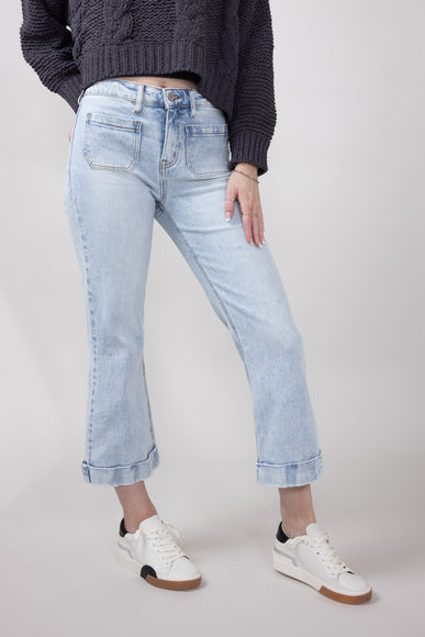 KanCan Mid Rise Cropped Flare Jeans for Women