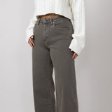 KanCan High Rise Crop Wide Jeans for Women in Mocha Green