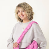 Large Quilted Puffer Carryall Bag for Women in Pink