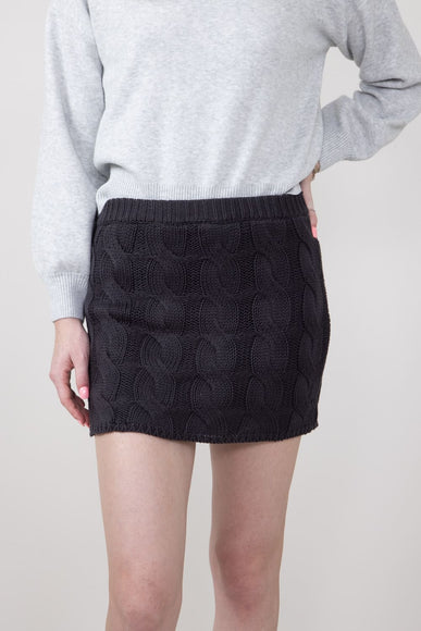 Cable Knit Sweater Mini Skirt for Women in Charcoal