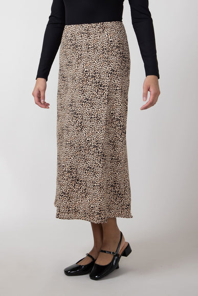 Leopard Print Midi Skirt for Women in Brown