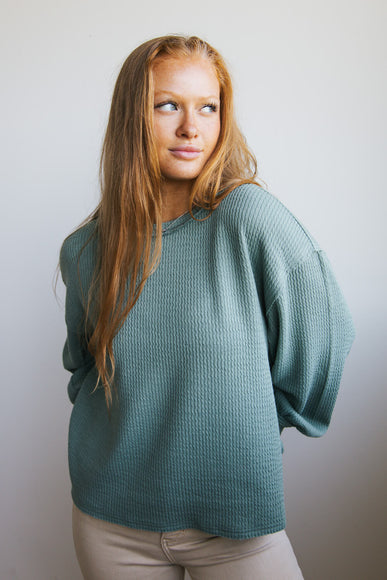  Blu Pepper Crewneck Ribbed Knit Shirt for Women in Green Bay 