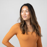 Long Sleeve Bodysuit for Women in Camel